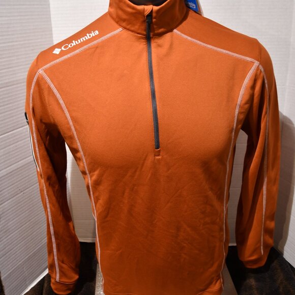 NWT Columbia Golf Men's SM 1/4 Zip Pullover Long Sleeve Orange Omni Wick/Shade - Picture 2 of 10